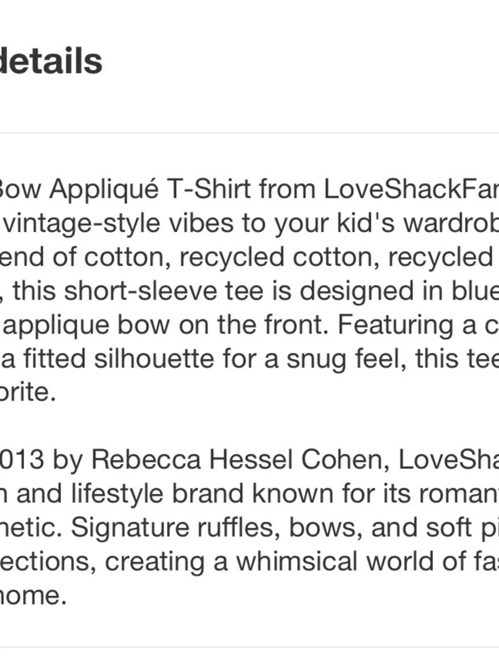 Love Shack Fancy x Target Girls Blue Maeve Applique Bow T-Shirt M